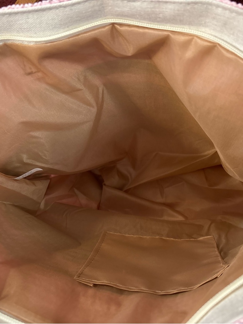 Delta Sigma Theta Red & White Striped  Tote Bag with Tan Handles - Picture 4 of 5